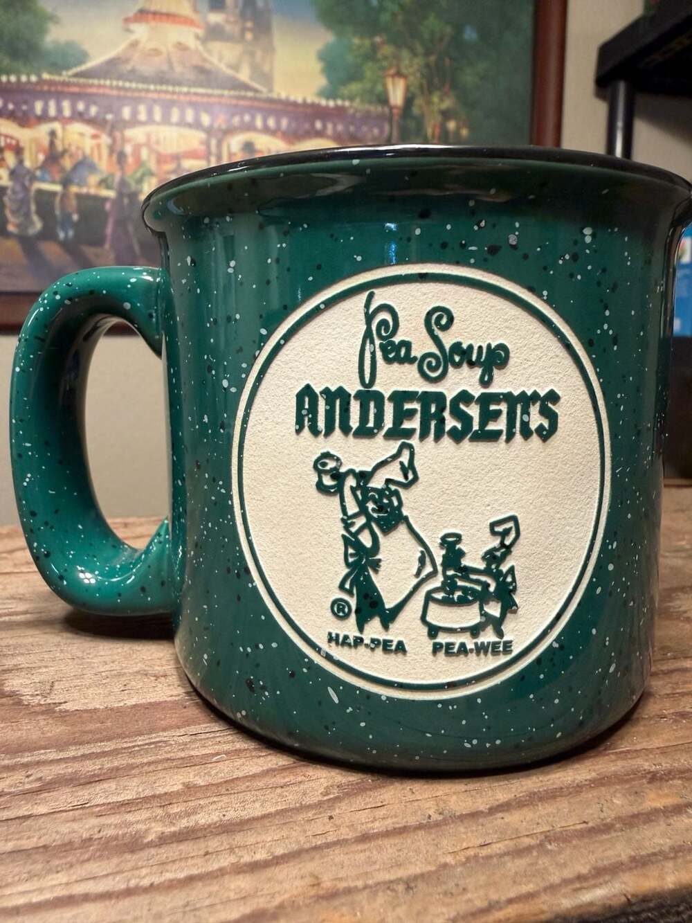 Pea Soup Andersen's Green Ceramic Splatter Campfire Style Coffee Mug